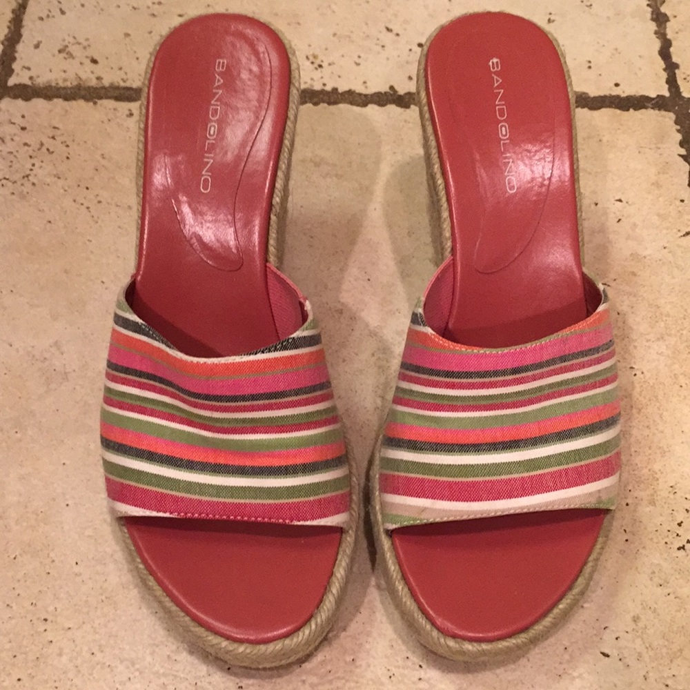Multi color Striped wedge sandals